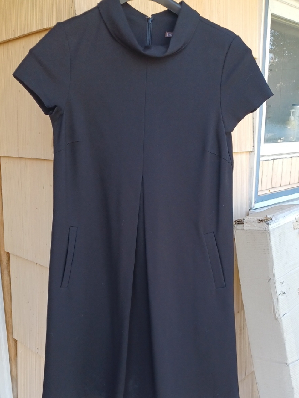 J. McLaughlin Black Mock-Neck A-Line Mini Dress with Pockets - Picture 2 of 8